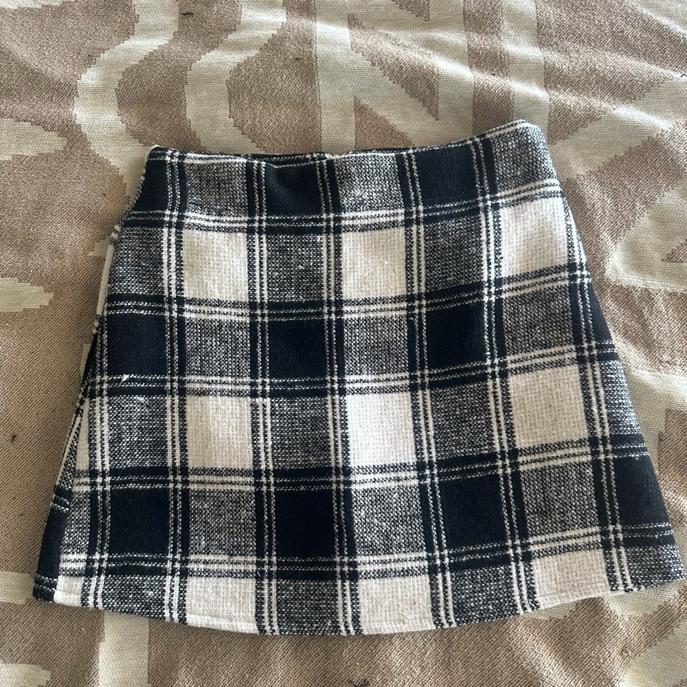 SHEIN Black and White A-Line Mini Skirt Work